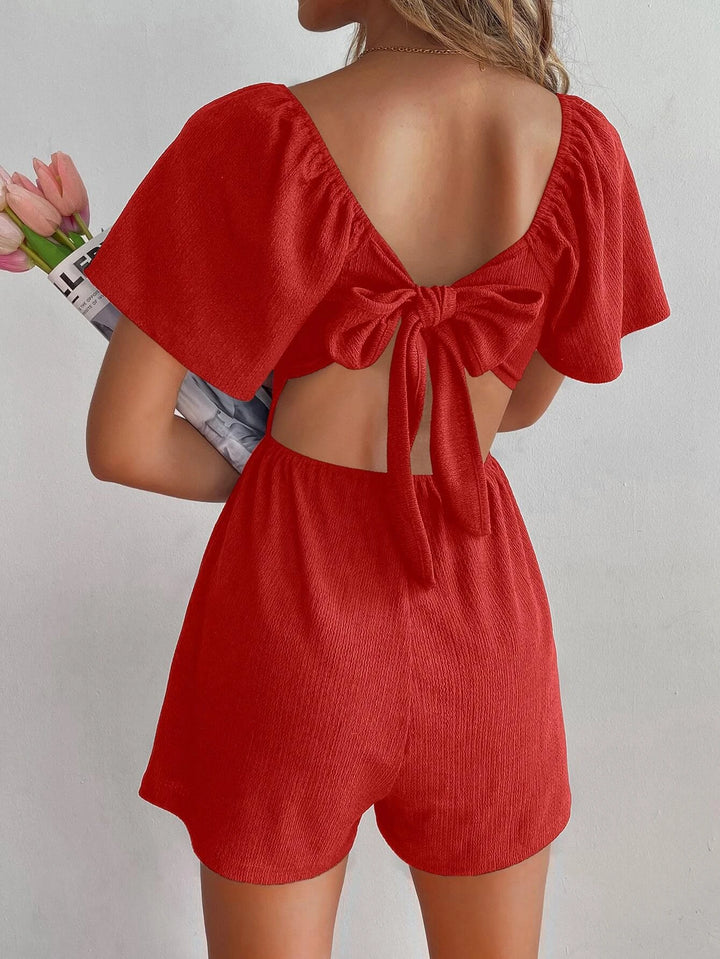 Solid Colored Knot Back Romper