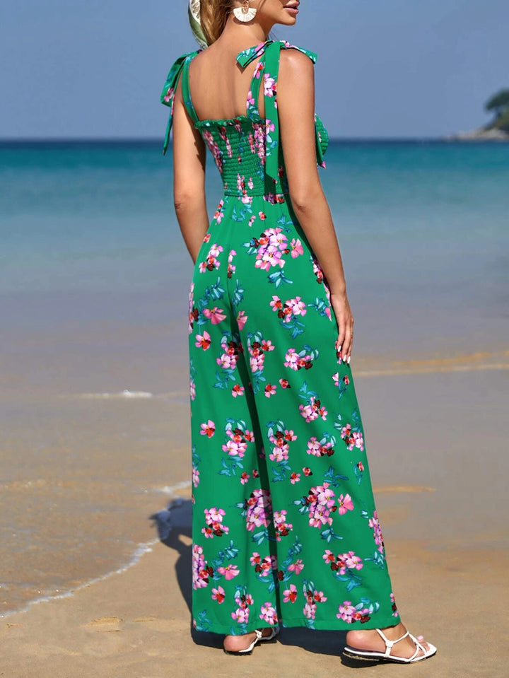 Floral Print Boho Style Cami Jumpsuit