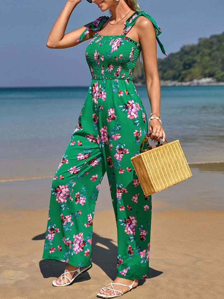 Floral Print Boho Style Cami Jumpsuit