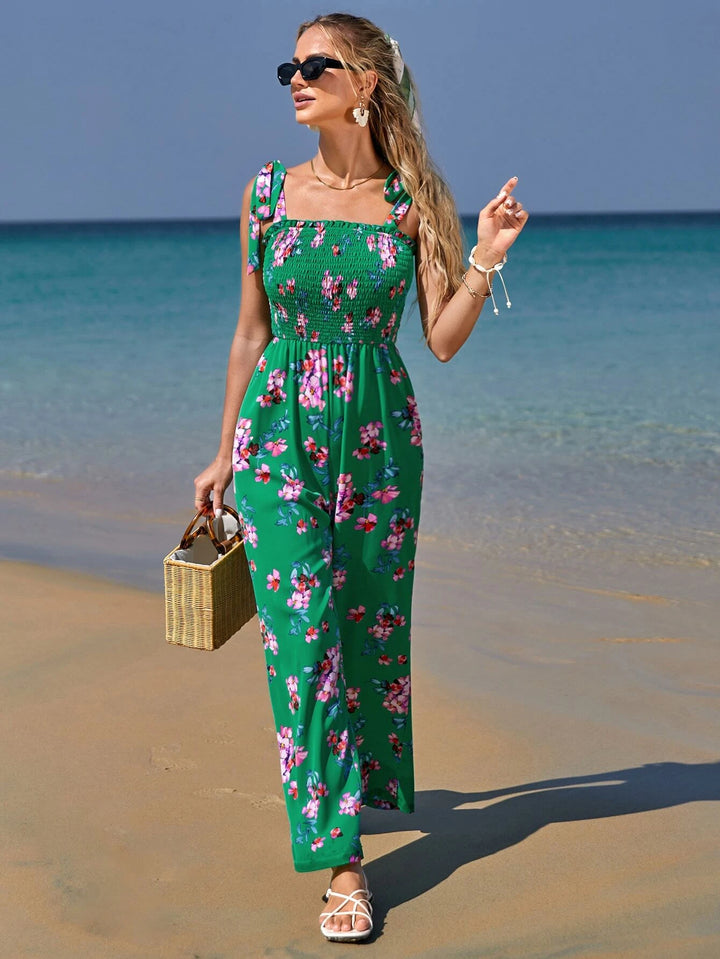 Floral Print Boho Style Cami Jumpsuit