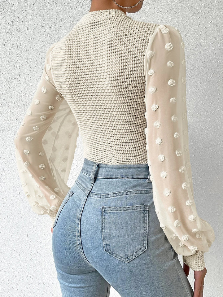 Mock Neck Waffle Knit Bodysuit