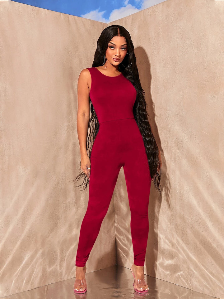 Round Neck Backless Jumpsuit