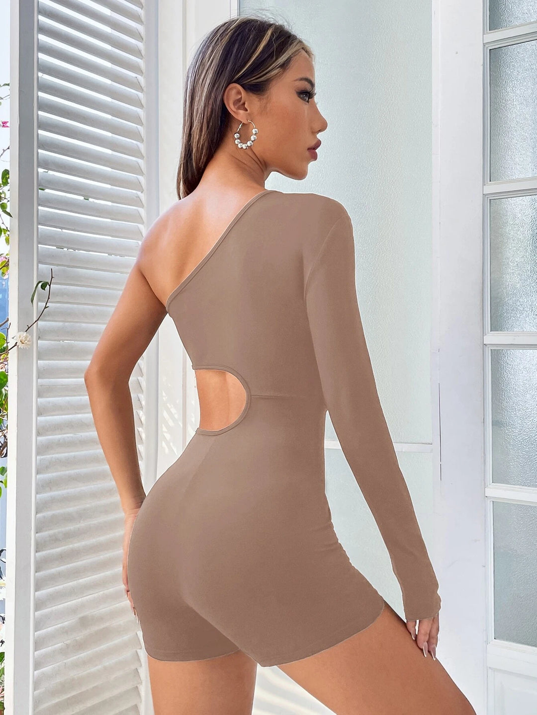 One Shoulder Unitard Romper