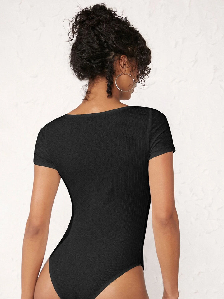 Neck Ribbed Bodysuit