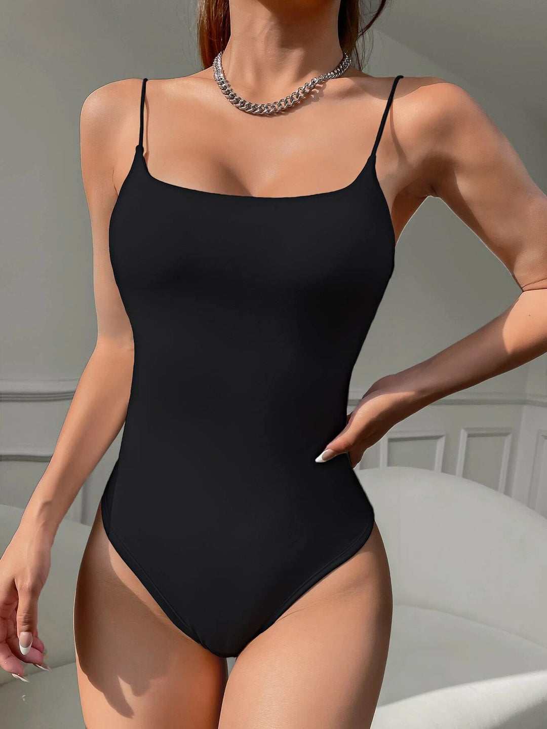 Sleeveless Solid Cami Bodysuit