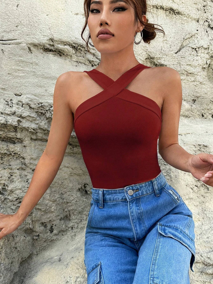 Sleeveless Halter Neck Bodysuit