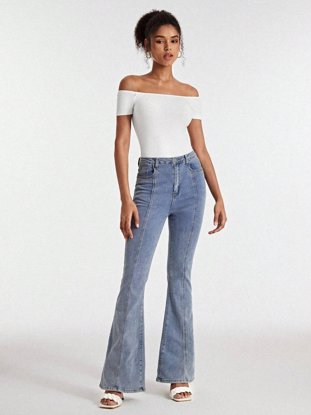 Cotton Off Shoulder Rib-knit Bodysuit