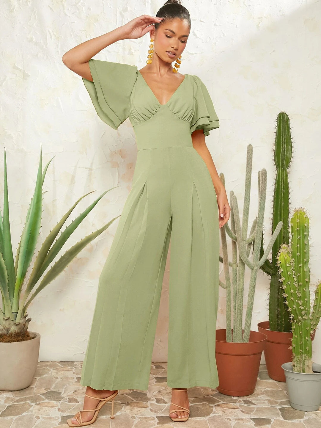 Butterfly Sleeve Long Length Jumpsuit