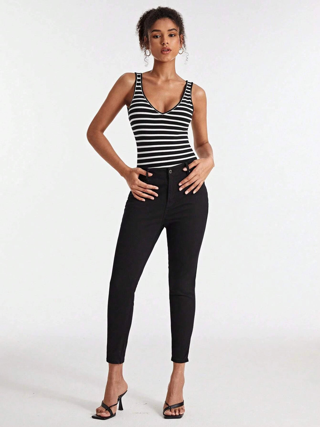 Striped Print Tank Bodysuit