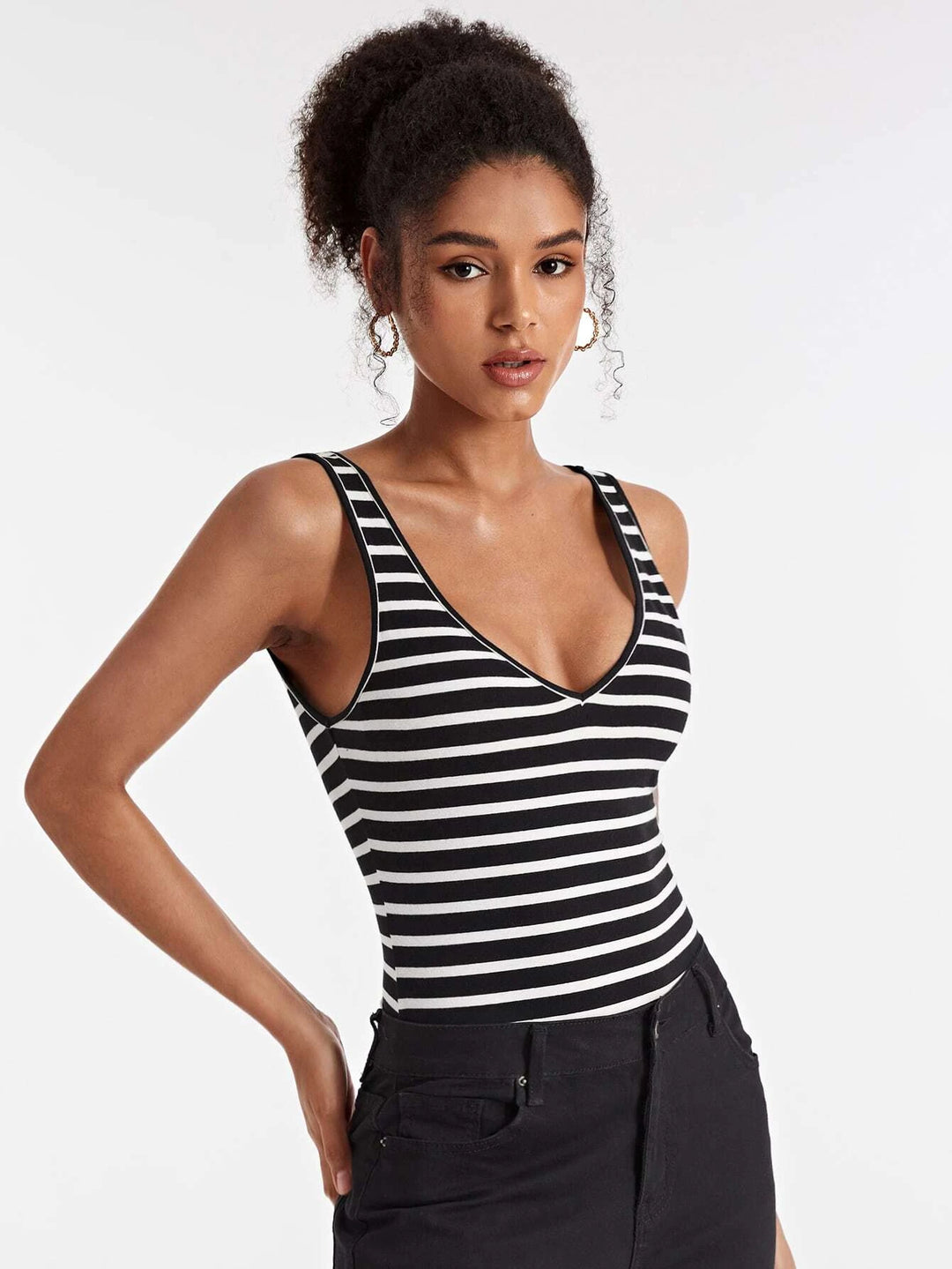 Striped Print Tank Bodysuit