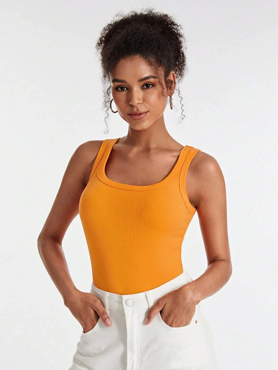 Solid Colored Scoop Neck Tank Bodysuit