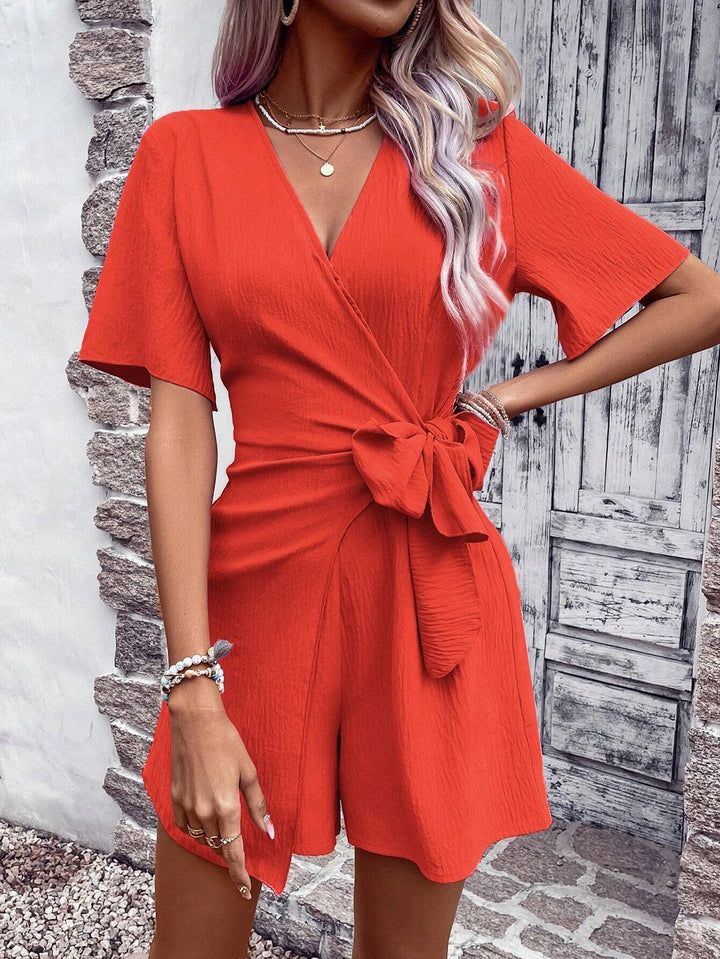 Solid Knot Side Wrap Romper