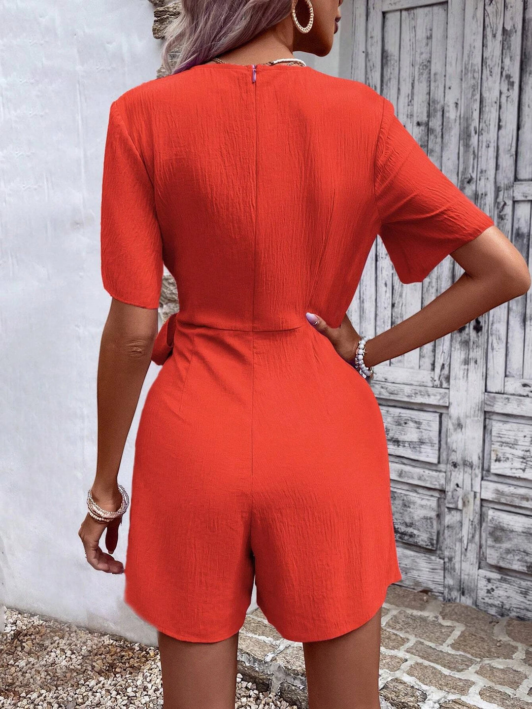 Solid Knot Side Wrap Romper