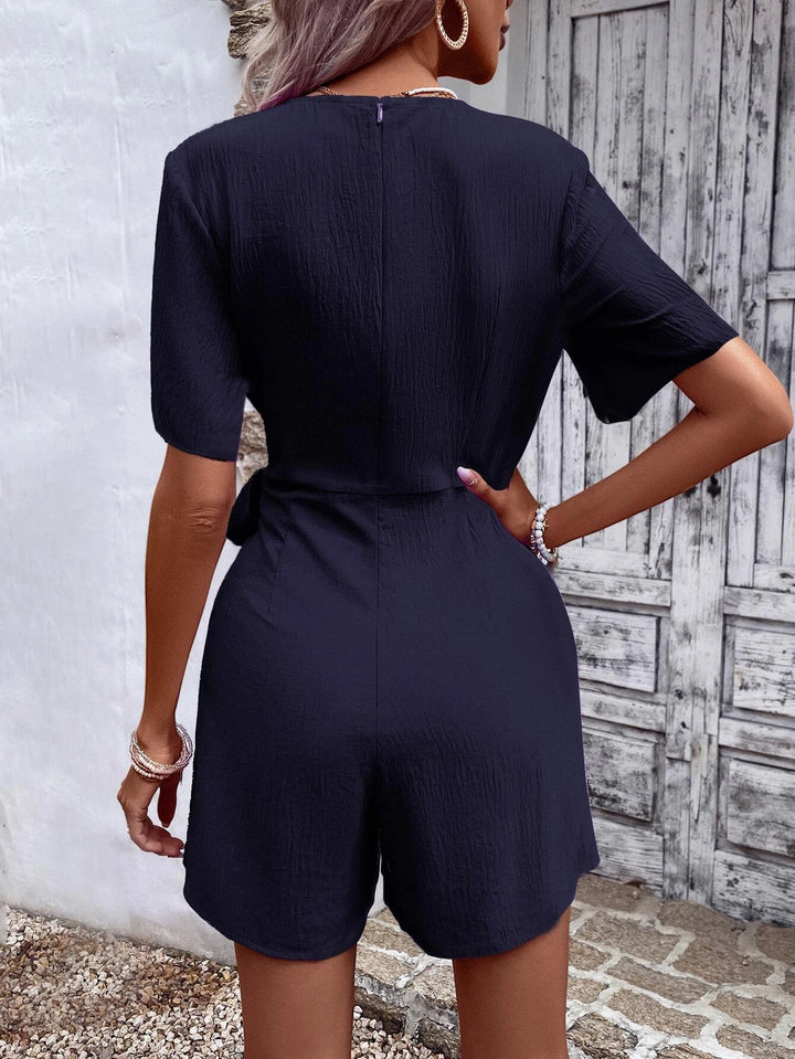 Solid Knot Side Wrap Romper