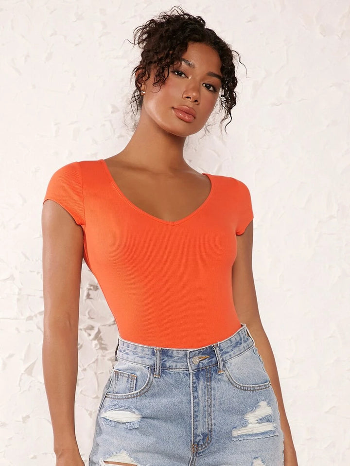 Cotton V Neck Bodysuit