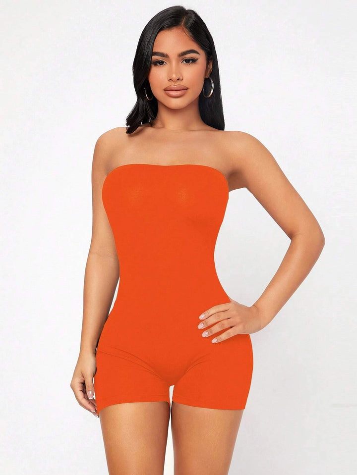 Strapless Tube Unitard Romper