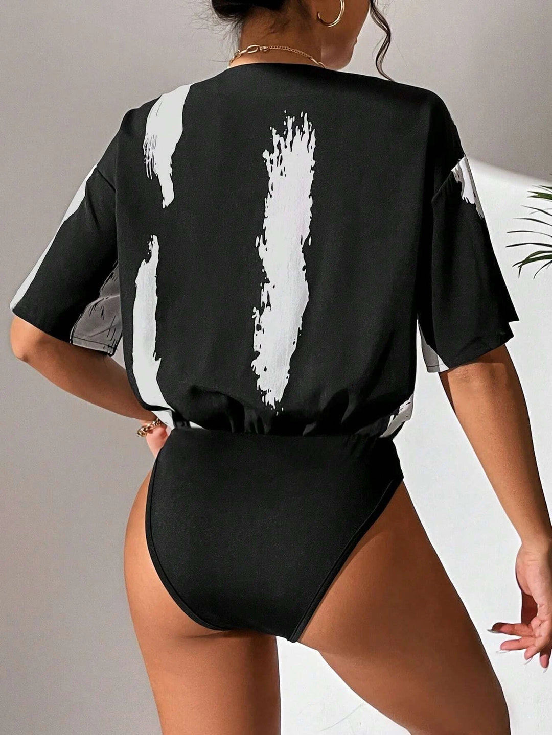 Polyester Drop Shoulder Bodysuit