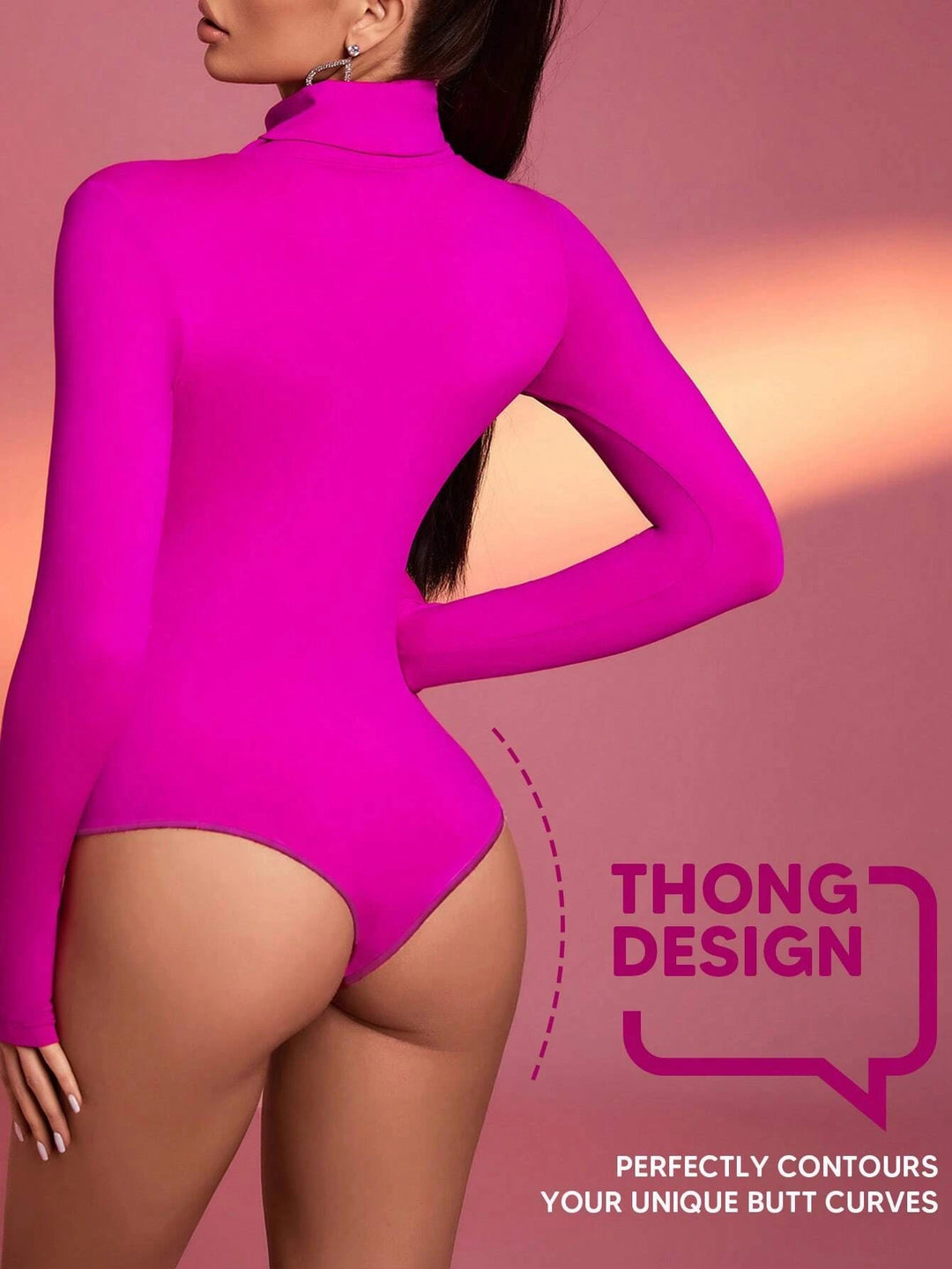 Turtle Neck Slim Fit Thong Bodysuit