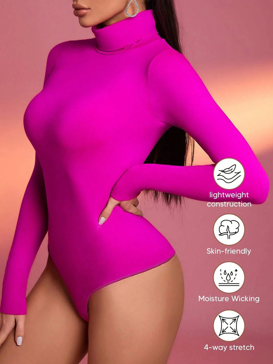 Turtle Neck Slim Fit Thong Bodysuit