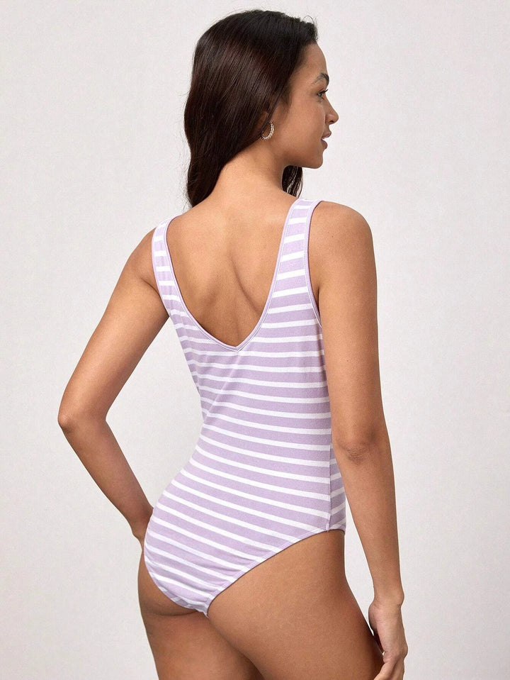 Striped Print Tank Bodysuit