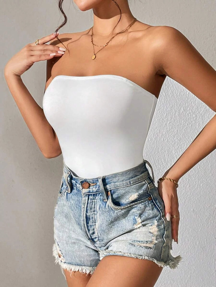 Solid Strapless Bodysuit