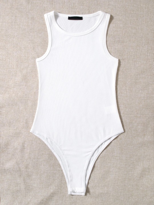 Ribbed Solid Tank Bodysuit