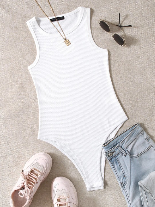 Ribbed Solid Tank Bodysuit