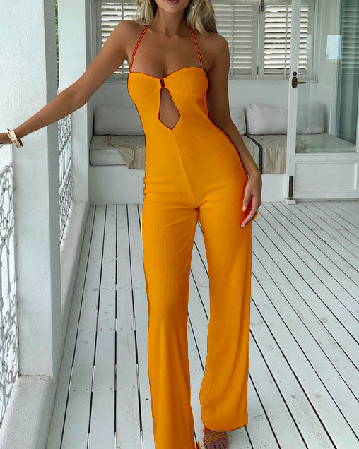 Sleeveless Casual Solid Color Jumpsuit