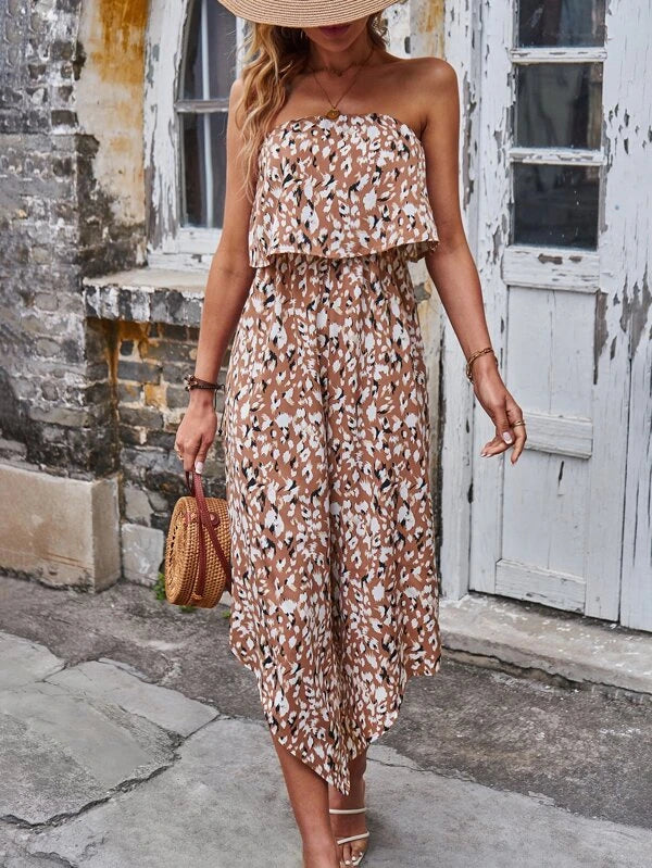 Allover Print Wide Legs Patterned Jumpsuit