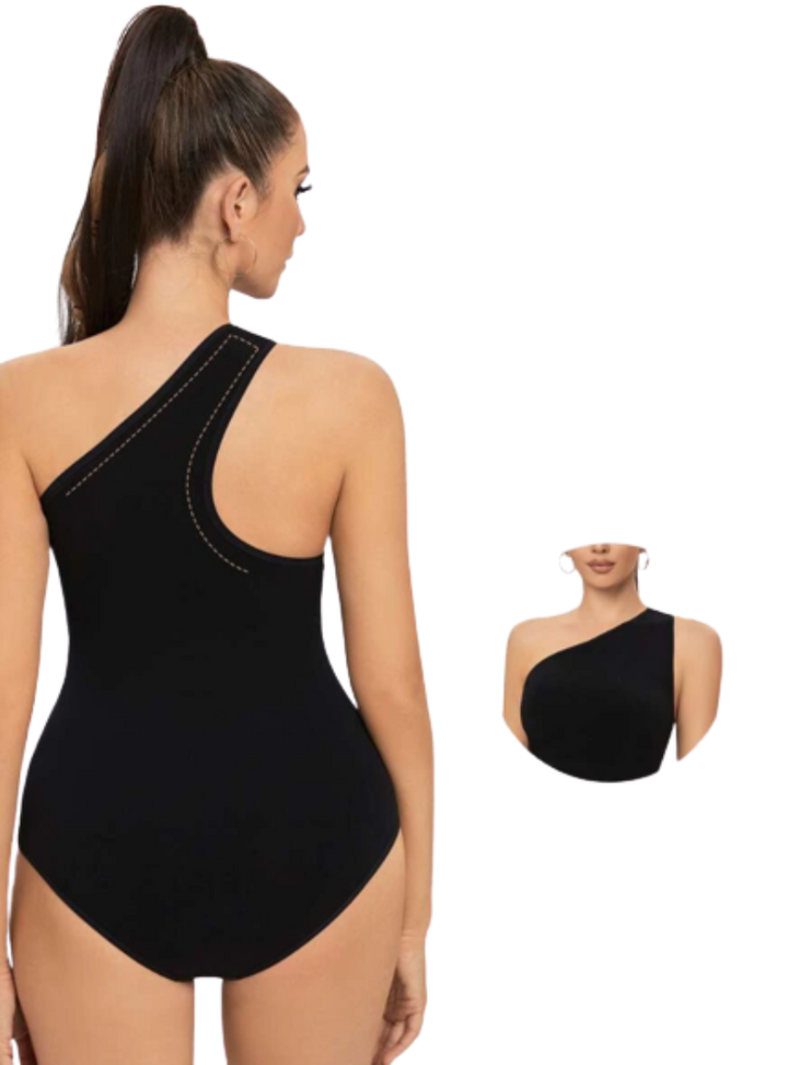 One Shoulder Sleeveless Slim Fit Bodysuit