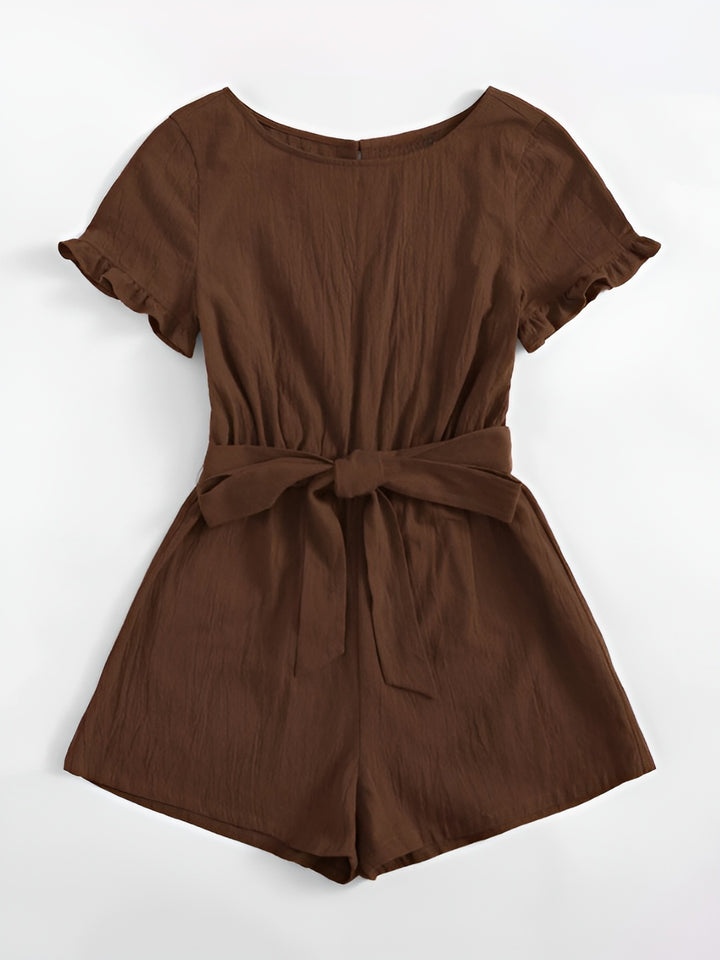 Belted Round Neck Dress