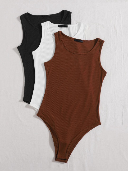 3 Pieces Ribbed Knit Bodysuit