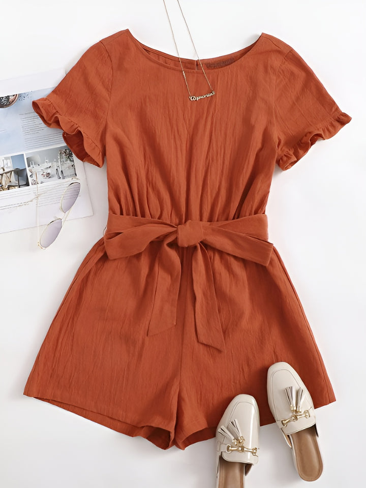 Belted Round Neck Dress