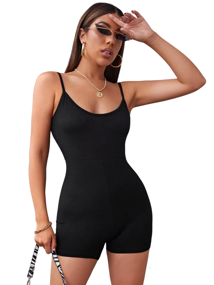 Solid Form Fitted Unitard Romper